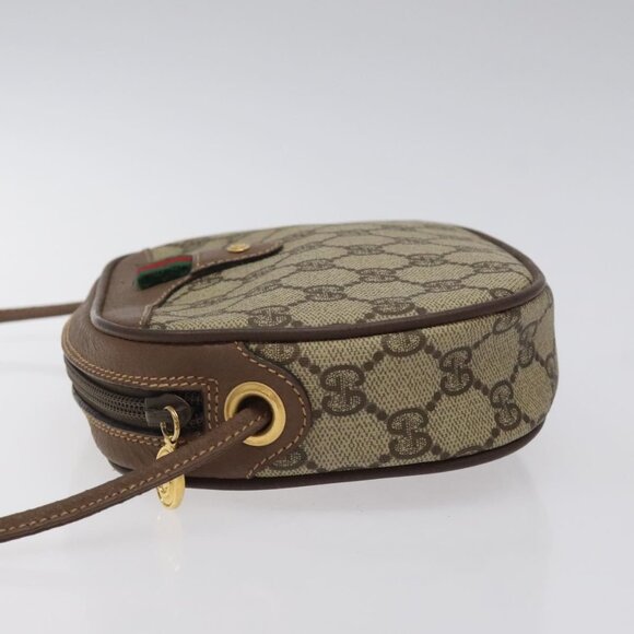 GUCCI GG Supreme Web Sherry Line Shoulder Bag PVC Beige Auth - Picture 4 of 16